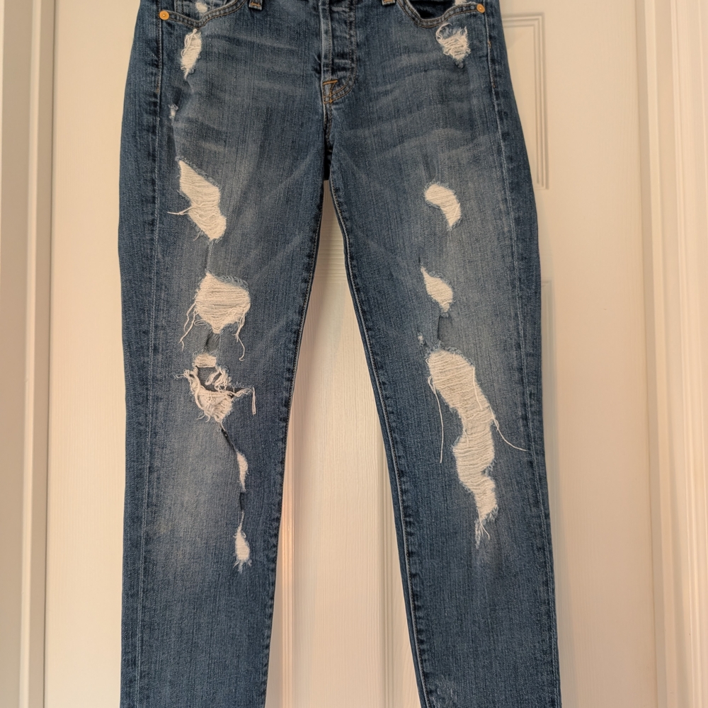 7 For All Mankind Distressed Josefina Skinny Boyfriend Jeans Size 24